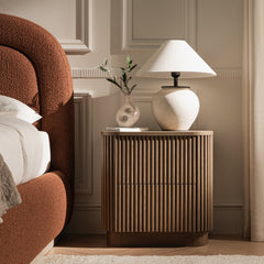 Linea Casa 2-Drawer Bedside Table, Oak