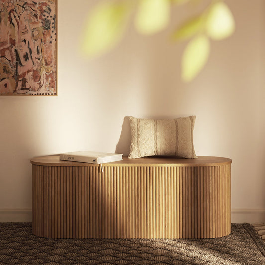 Linea Casa Storage Ottoman Bench, Oak
