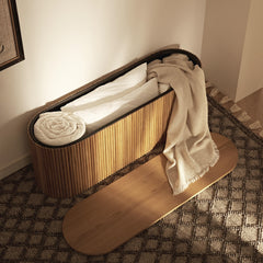 Linea Casa Storage Ottoman Bench, Oak