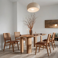 Tatvaacasa Modern Oval Mango Wood Dining Table – Natural & Caramel Finish
