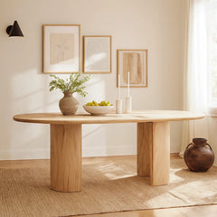 Tatvaacasa Modern Oval Mango Wood Dining Table – Natural & Caramel Finish