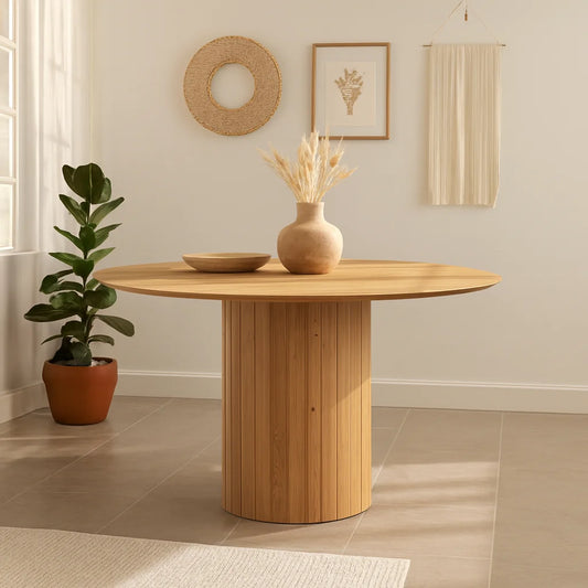 Natural Wooden Round Dining Table for Dining Room