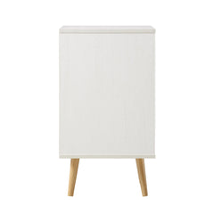 Nordic Woven Rattan 1-Door Bedside Table in White