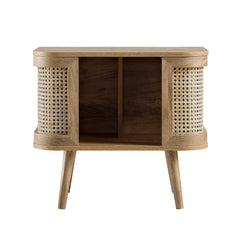 Regal Curved Rattan Bedside Table, Natural