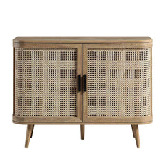 Regal Curved Rattan 2-Door Small Sideboard, Natural