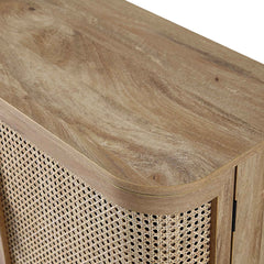 Regal Curved Rattan 2-Door Small Sideboard, Natural