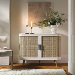 Regal Curved Rattan 2-Door Small Sideboard, Natural