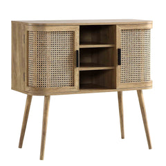 Regal Curved Rattan 2-Door Buffet Sideboard, Natural