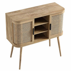 Regal Curved Rattan 2-Door Buffet Sideboard, Natural