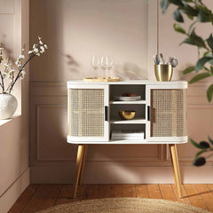 Regal Curved Rattan 2-Door Buffet Sideboard, Natural