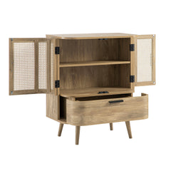 Regal Curved Rattan 1-Drawer Small Sideboard, Natural