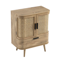 Regal Curved Rattan 1-Drawer Small Sideboard, Natural