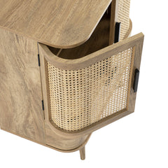 Regal Curved Rattan 1-Drawer Small Sideboard, Natural