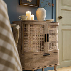 Regal Curved Rattan 1-Drawer Small Sideboard, Natural