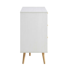 Nordic Woven Rattan Chest of 6 Drawers, White