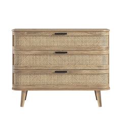 Regal Curved Rattan Chest of 3 Drawers, Natural