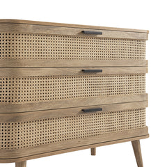 Regal Curved Rattan Chest of 3 Drawers, Natural