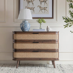 Regal Curved Rattan Chest of 3 Drawers, Natural