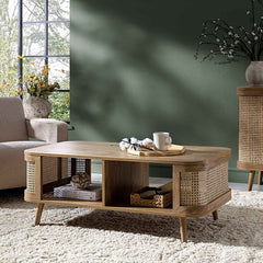 Regal Curved Rattan Coffee Table, Natural