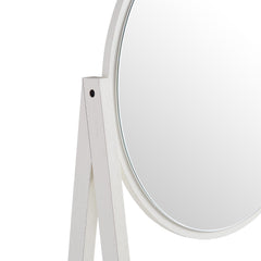 Nordic Woven Rattan Standing Dressing Table with Mirror, White