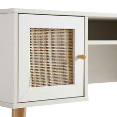 Nordic Woven Rattan 2-Door Desk, White