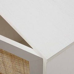 Nordic Woven Rattan 2-Door Desk, White