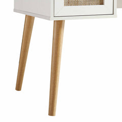 Nordic Woven Rattan 2-Door Desk, White