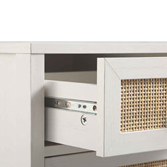 Nordic Woven Rattan 3-Drawer Desk, White