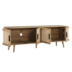 Regal Curved Rattan 160cm Wide TV Unit, Natural
