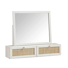 Nordic Woven Rattan Vanity Mirror, White