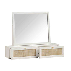 Nordic Woven Rattan Vanity Mirror, White
