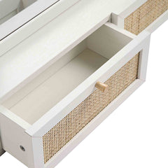 Nordic Woven Rattan Vanity Mirror, White