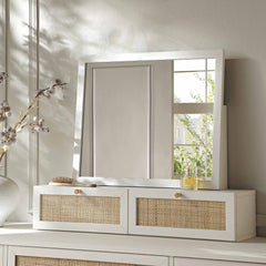 Nordic Woven Rattan Vanity Mirror, White
