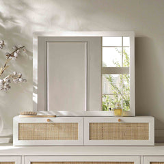 Nordic Woven Rattan Vanity Mirror, White