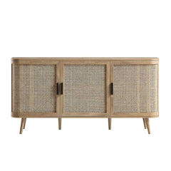 Regal Curved Rattan Large 3-Door Sideboard, Natural