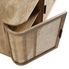 Regal Curved Rattan Large 3-Door Sideboard, Natural