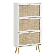 Nordic Rattan 3 Tier Shoe Storage Cabinet, White