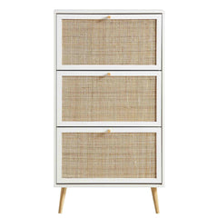 Nordic Rattan 3 Tier Shoe Storage Cabinet, White
