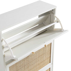 Nordic Rattan 3 Tier Shoe Storage Cabinet, White