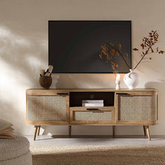 Regal Curved Rattan 150cm TV Unit, Natural