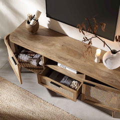 Regal Curved Rattan 150cm TV Unit, Natural