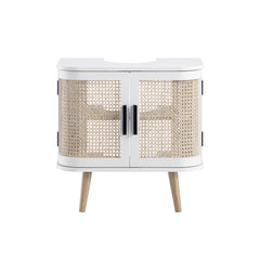 Regal Curved Rattan Undersink Unit, White