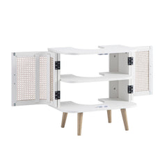 Regal Curved Rattan Undersink Unit, White