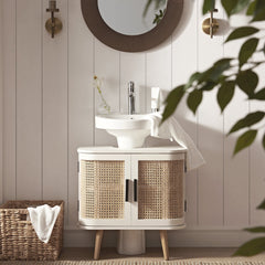 Regal Curved Rattan Undersink Unit, White