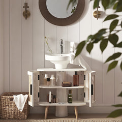 Regal Curved Rattan Undersink Unit, White