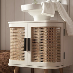 Regal Curved Rattan Undersink Unit, White