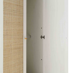 Nordic Rattan Double Wardrobe with 1 Drawer, White
