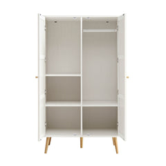 Nordic Woven Rattan Compact Double Wardrobe, White
