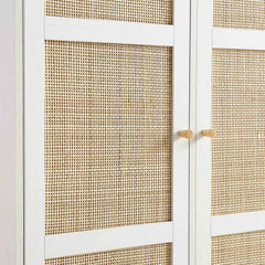 Nordic Woven Rattan Compact Double Wardrobe, White