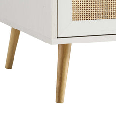 Nordic Woven Rattan Compact Double Wardrobe, White